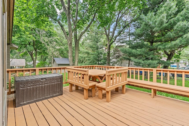 13790 Crane St NW, Andover, MN 55304 - wooden deck with a shed and view of wooded area