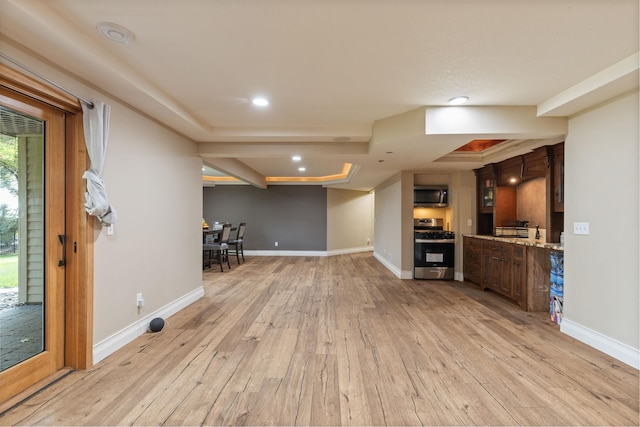 13845 Essex Trl, Apple Valley, MN 55124 - bar with stainless steel appliances, light wood-style floors, and recessed lighting
