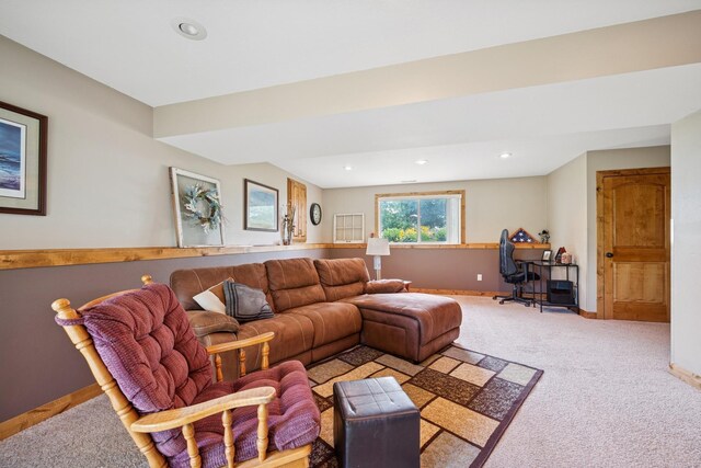 853 Texas Ct NW, Hutchinson, MN 55350 - carpeted living room with a desk and recessed lighting