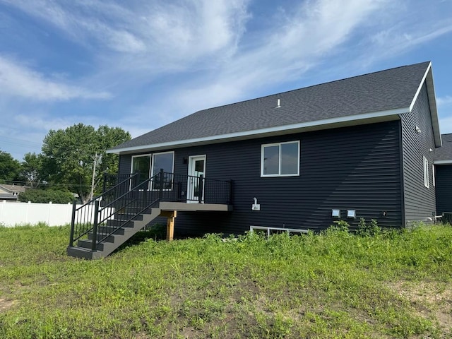 1945 Spruce Meadows Dr SE, Rochester, MN 55904 - rear view of property with stairs and roof with shingles