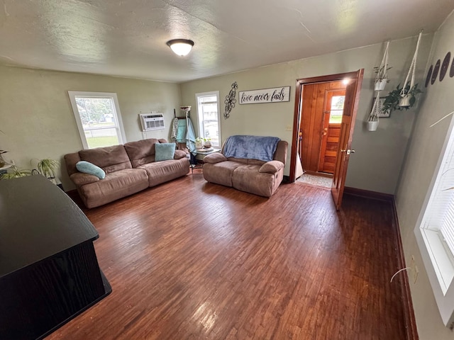 420 7th St, Marshall, MN 56258 - living room featuring wood finished floors, healthy amount of natural light, and a wall mounted AC