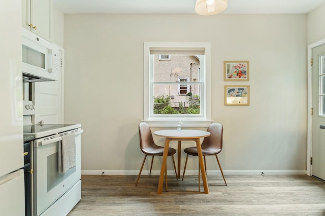 1112 29th Ave NE, Minneapolis, MN 55418 - dining area with light wood-style floors and baseboards