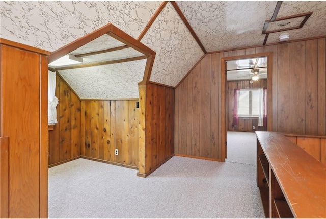 8029 2nd Ave S, Bloomington, MN 55420 - additional living space featuring carpet floors, wooden walls, and lofted ceiling