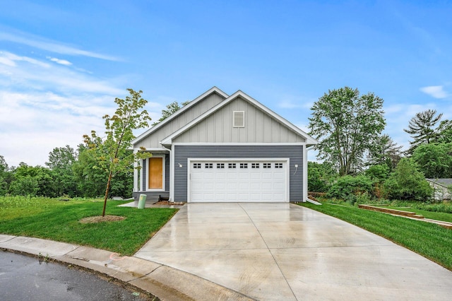 201 Mccarrons Pl W, Roseville, MN 55113 - ranch-style home with board and batten siding, a front lawn, concrete driveway, and a garage