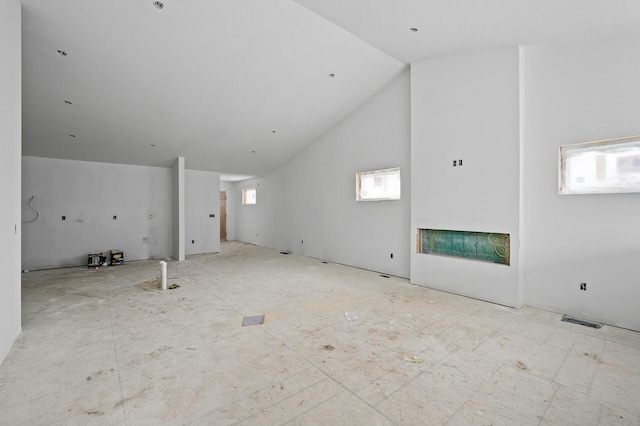 201 Mccarrons Pl W, Roseville, MN 55113 - unfurnished living room with lofted ceiling