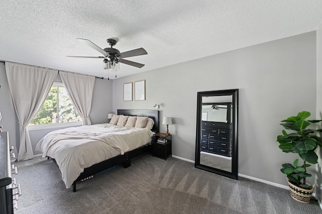 3576 Avon Ct, Woodbury, MN 55125 - bedroom featuring dark colored carpet, a textured ceiling, and ceiling fan