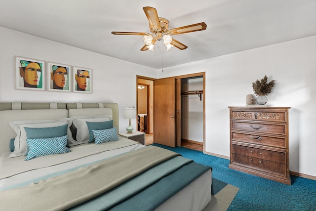 6112 Kyle Ave N, Brooklyn Center, MN 55429 - bedroom featuring a closet, carpet floors, and ceiling fan