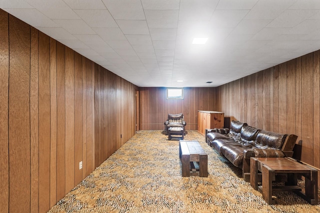 6112 Kyle Ave N, Brooklyn Center, MN 55429 - living room with wooden walls and carpet