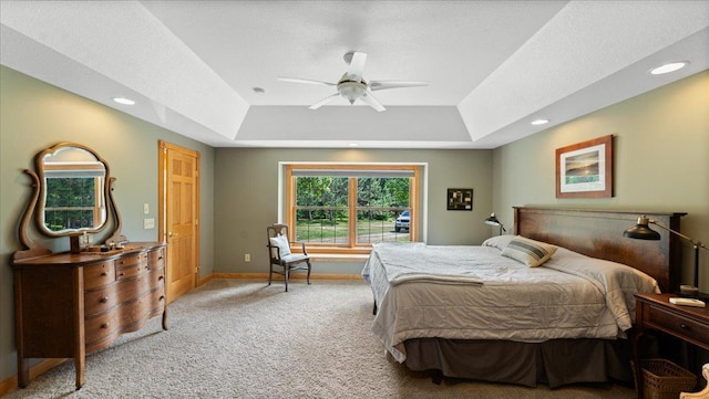 1764 State 84 SW, Pine River, MN 56474 - bedroom with a tray ceiling, light carpet, recessed lighting, and a ceiling fan