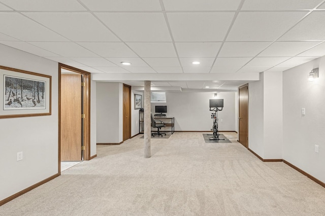 755 Keokuk Ln, Mendota Heights, MN 55120 - workout area featuring carpet, a drop ceiling, and recessed lighting