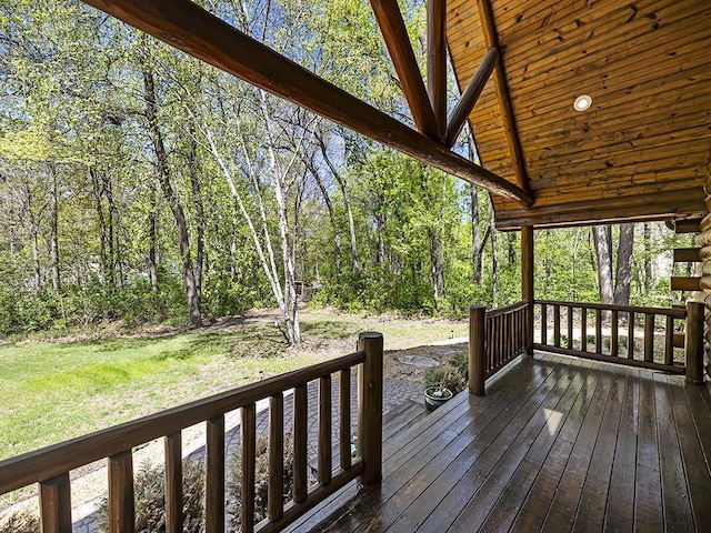 25533 Heritage Ln, Wyoming, MN 55092 - deck featuring a lawn