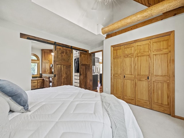 25533 Heritage Ln, Wyoming, MN 55092 - bedroom featuring carpet flooring and a barn door