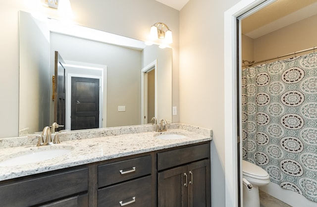 2745 Sand Trap Rd SE, Rochester, MN 55904 - bathroom with double vanity and a shower with shower curtain