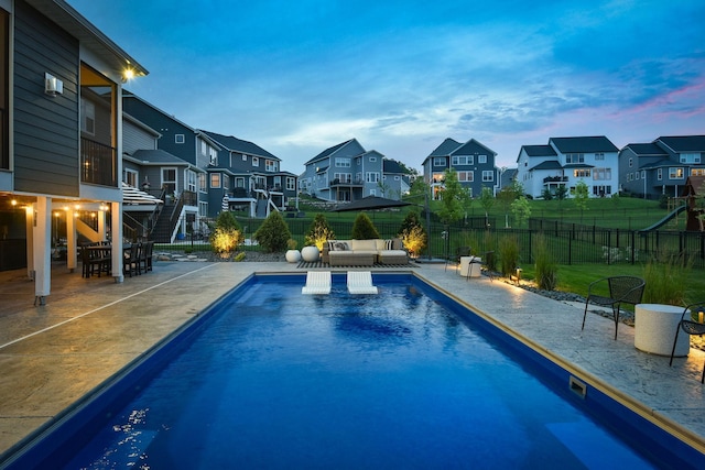 16942 47th Pl N, Plymouth, MN 55446 - view of swimming pool with a residential view, a patio, and outdoor lounge area
