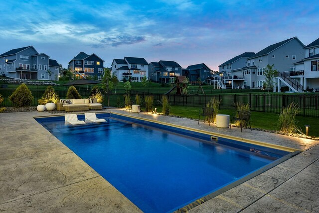 16942 47th Pl N, Plymouth, MN 55446 - view of pool featuring a residential view, a patio area, and a fenced backyard