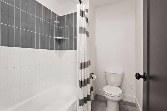 16942 47th Pl N, Plymouth, MN 55446 - bathroom with shower / bath combo and wood finished floors