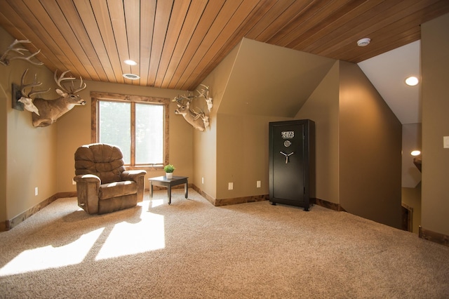 8271 Barton Ave NW, Buffalo, MN 55313 - sitting room with carpet floors, wooden ceiling, recessed lighting, and lofted ceiling