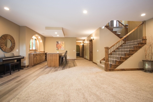 8271 Barton Ave NW, Buffalo, MN 55313 - dining room with stairs, recessed lighting, and light wood finished floors