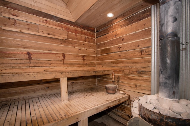 8271 Barton Ave NW, Buffalo, MN 55313 - sauna with wood walls and recessed lighting