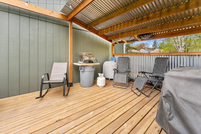 632 Quince St, Duluth, MN 55811 - wooden deck with area for grilling