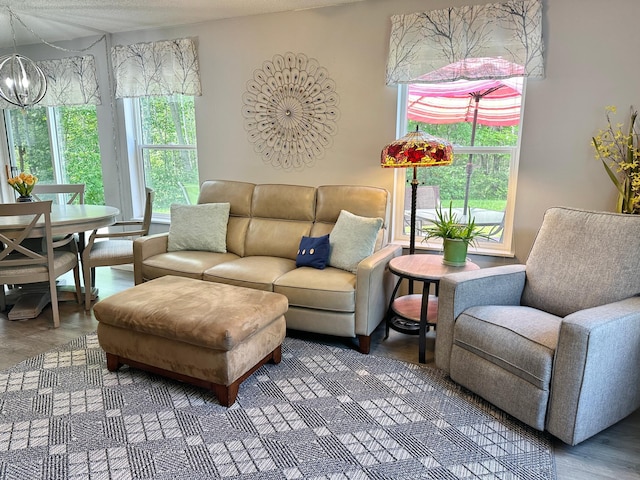 7495 Hillsdale Loop NW, Walker, MN 56484 - living room with a chandelier and wood finished floors