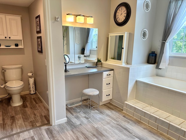 7495 Hillsdale Loop NW, Walker, MN 56484 - full bathroom featuring wood finished floors, a garden tub, and vanity