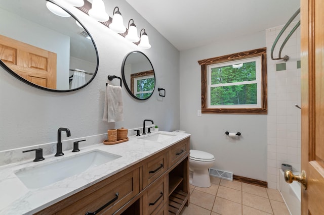 185 Olson Rd, Thomson Twp, MN 55733 - full bath featuring double vanity, a shower, and tile patterned flooring