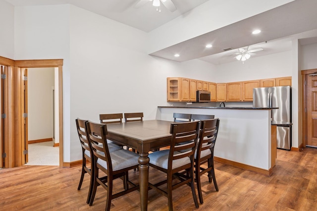 30 Main St S Unit 5E, Pine City, MN 55063 - dining area featuring a ceiling fan, light wood finished floors, and recessed lighting