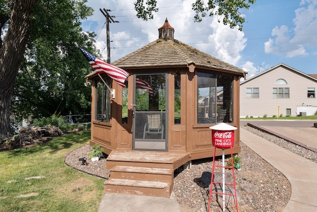 30 Main St S Unit 5E, Pine City, MN 55063 - wooden terrace featuring a gazebo and a yard