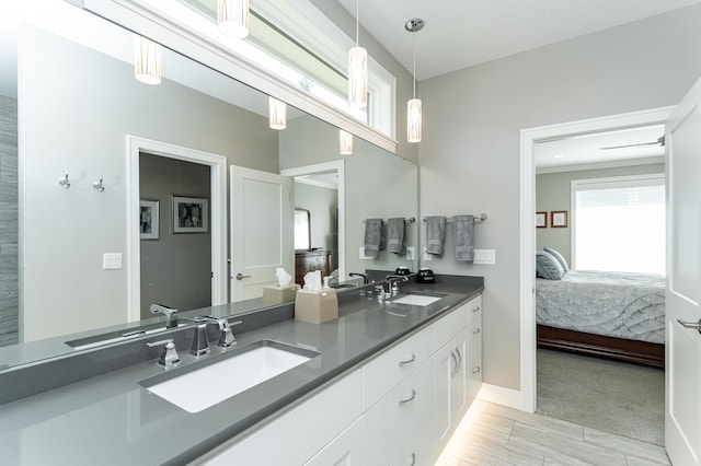 1062 Fox Hill Ln SW, Rochester, MN 55902 - bathroom featuring ensuite bath, double vanity, and wood finished floors