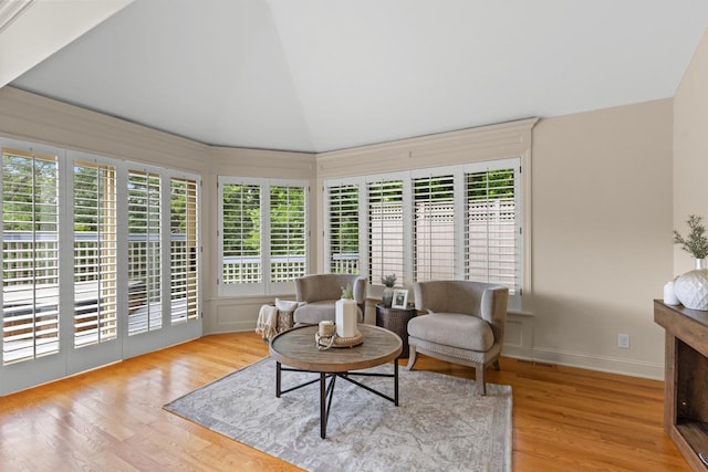11193 Bluestem Ln, Eden Prairie, MN 55347 - living area featuring lofted ceiling and wood finished floors