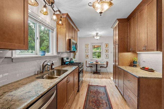 947 Stryker Ave W, Saint Paul, MN 55118 - kitchen with appliances with stainless steel finishes, brown cabinets, and backsplash