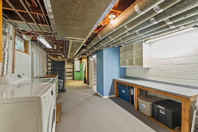 947 Stryker Ave W, Saint Paul, MN 55118 - unfinished basement with washing machine and clothes dryer and refrigerator
