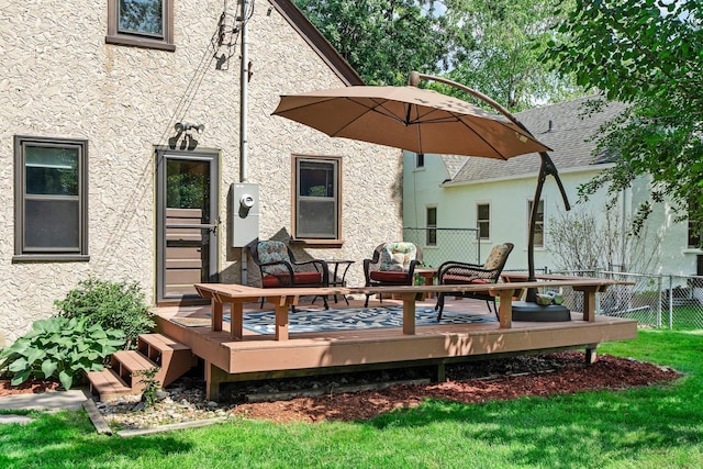 947 Stryker Ave W, Saint Paul, MN 55118 - back of house with stucco siding and a deck
