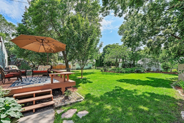 947 Stryker Ave W, Saint Paul, MN 55118 - fenced backyard featuring a deck and an outdoor hangout area