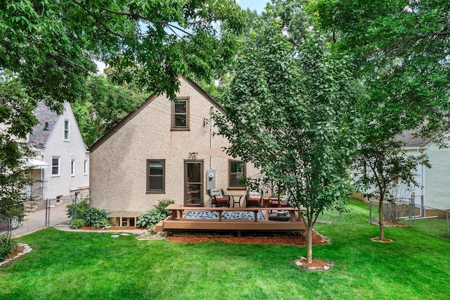947 Stryker Ave W, Saint Paul, MN 55118 - back of house with a wooden deck and a gate