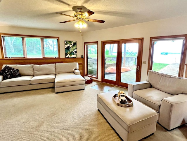 44512 276th Ln, Aitkin, MN 56431 - living room with light colored carpet and ceiling fan