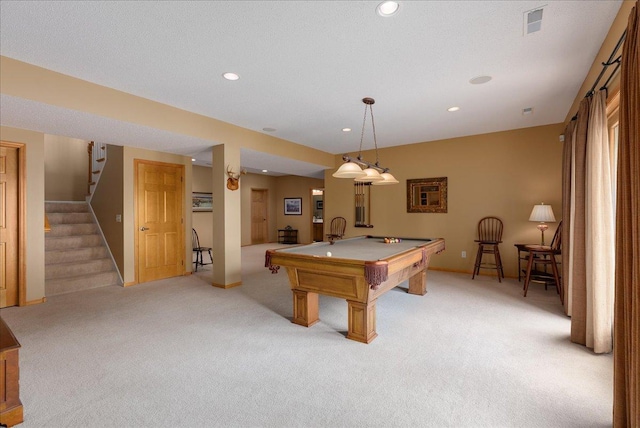 238 Muirfield Trl, Hudson, WI 54016 - recreation room with light colored carpet, billiards, and recessed lighting