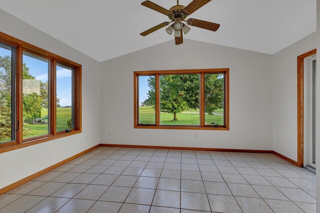 42767 190th Ave, Holding Twp, MN 56340 - empty room featuring healthy amount of natural light, lofted ceiling, and a ceiling fan