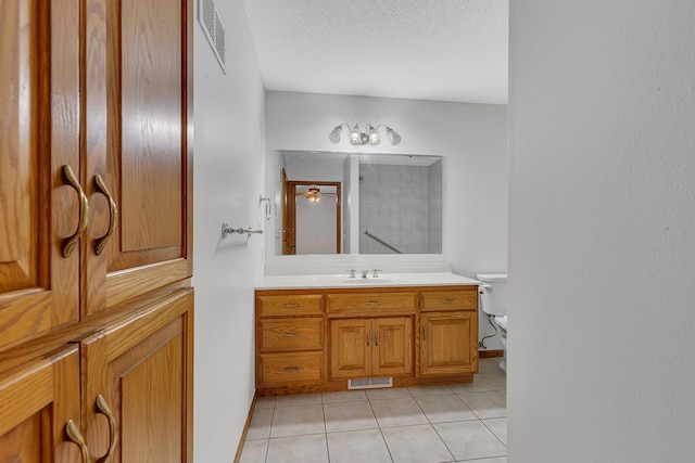 42767 190th Ave, Holding Twp, MN 56340 - bathroom with tile patterned floors, vanity, and a textured ceiling