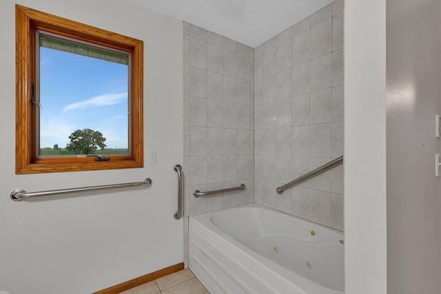 42767 190th Ave, Holding Twp, MN 56340 - full bath featuring tile patterned flooring, plenty of natural light, and a combined bath / shower with jetted tub