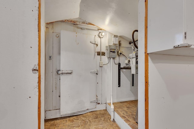 42767 190th Ave, Holding Twp, MN 56340 - bathroom with lofted ceiling and a shower stall