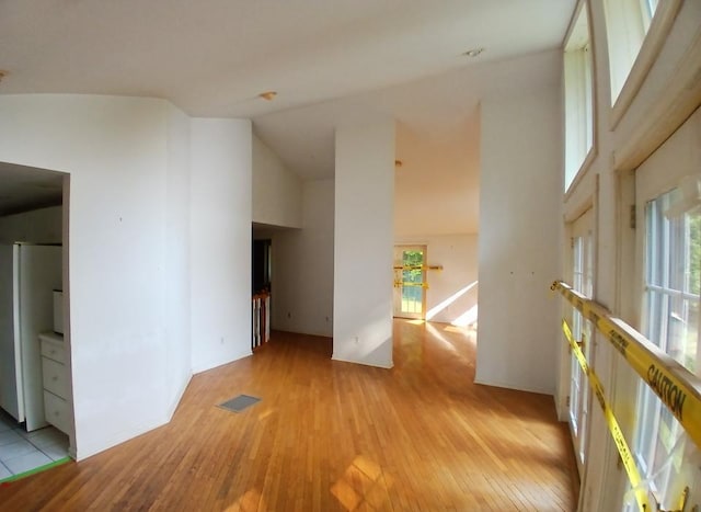 37059 Pinewood Dr, Lawrence Twp, MN 55709 - empty room with light wood-style floors and a towering ceiling