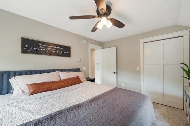 114 Chester Pkwy, Duluth, MN 55805 - bedroom with a closet, a ceiling fan, and light colored carpet