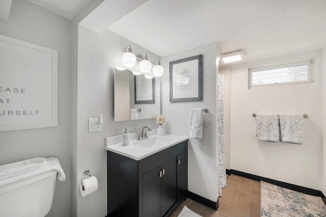 114 Chester Pkwy, Duluth, MN 55805 - bathroom with vanity, tile patterned flooring, and curtained shower