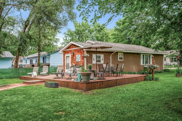 1015 Lake St N, Big Lake, MN 55309 - back of house featuring a wooden deck and a shingled roof
