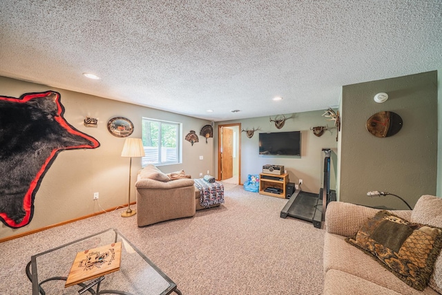 49227 US Highway 59, Dunn Twp, MN 56587 - carpeted living area with a textured ceiling and recessed lighting