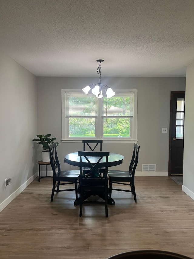 1307 20th St W, Hastings, MN 55033 - dining room with a chandelier, a textured ceiling, healthy amount of natural light, and wood finished floors