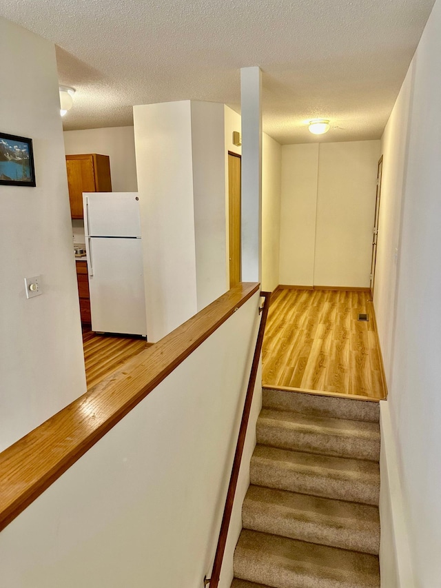 9100 Terra Verde Trl, Eden Prairie, MN 55347 - stairway featuring wood finished floors and a textured ceiling