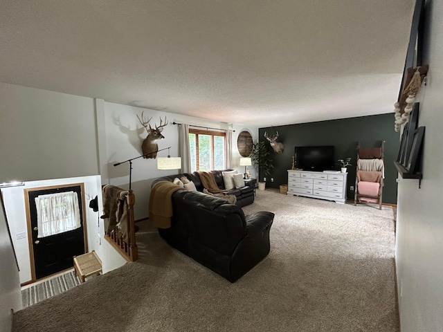 605 Park Island Dr SW, Hutchinson, MN 55350 - carpeted living area with a textured ceiling